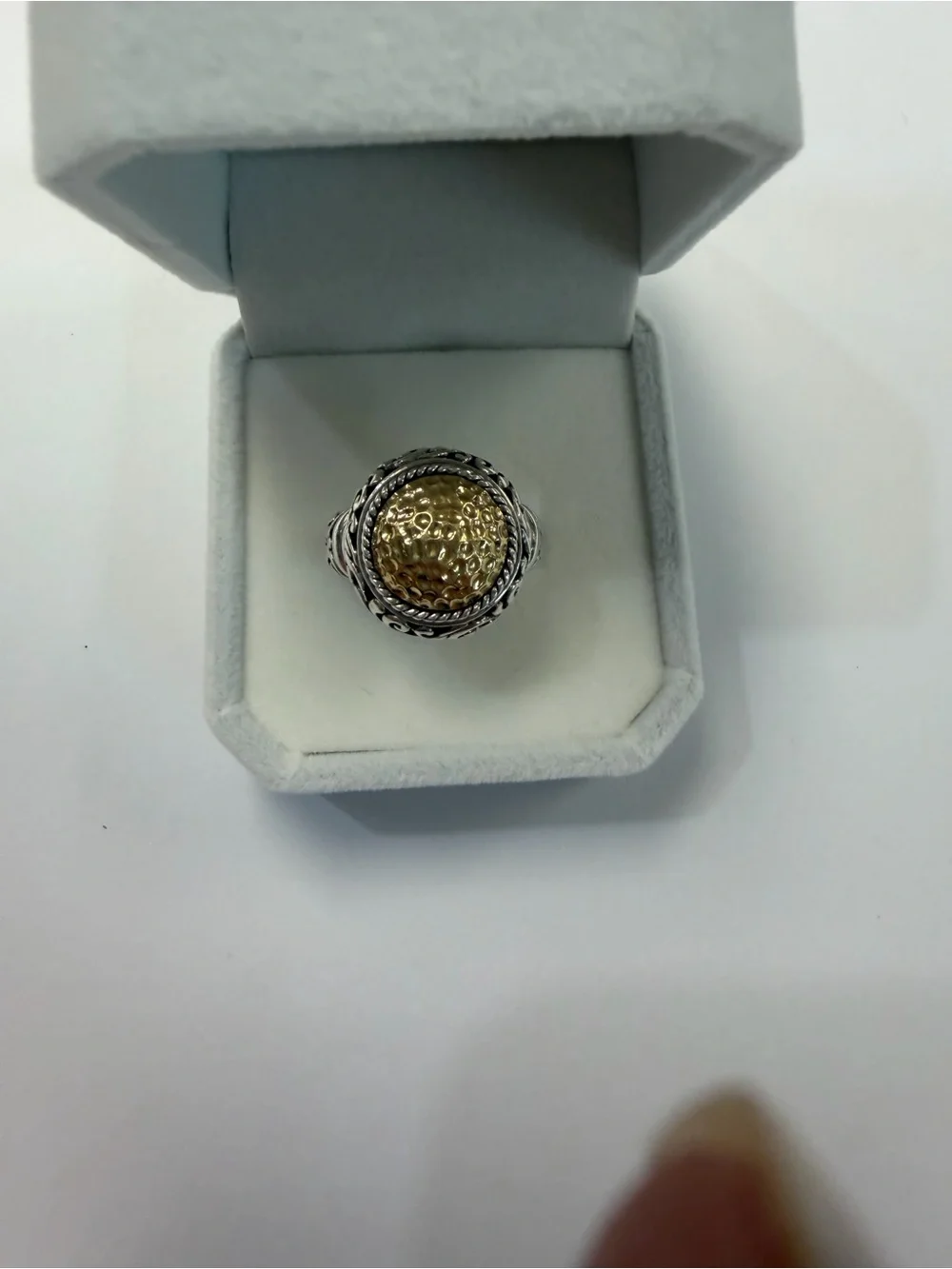 Samuel B Behnam 18k & Sterling Sterling Silver Hammered Dome Ring Size 7.25
